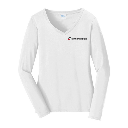 Port & Company Ladies Long Sleeve Fan Favorite V-Neck Tee
