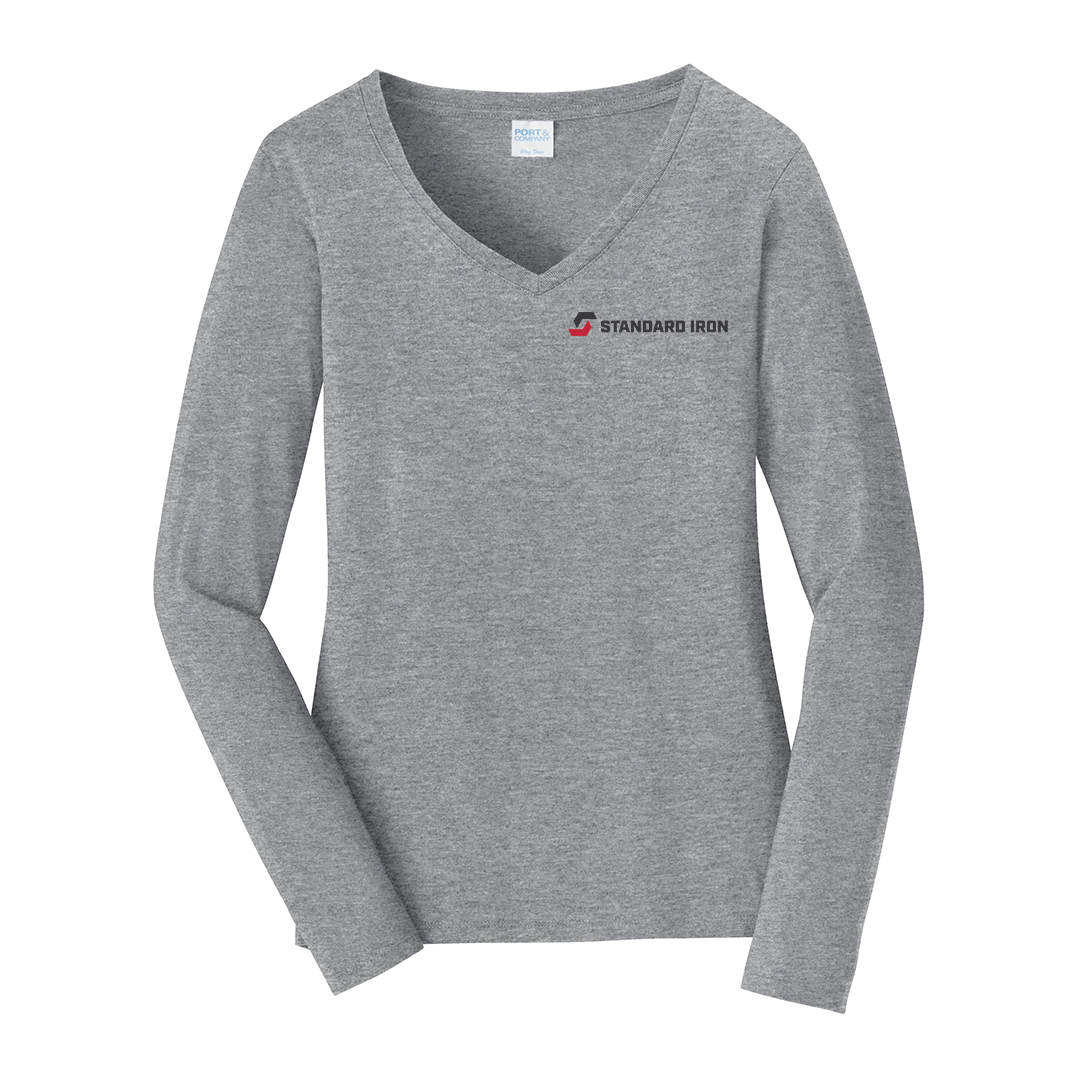 Port & Company Ladies Long Sleeve Fan Favorite V-Neck Tee